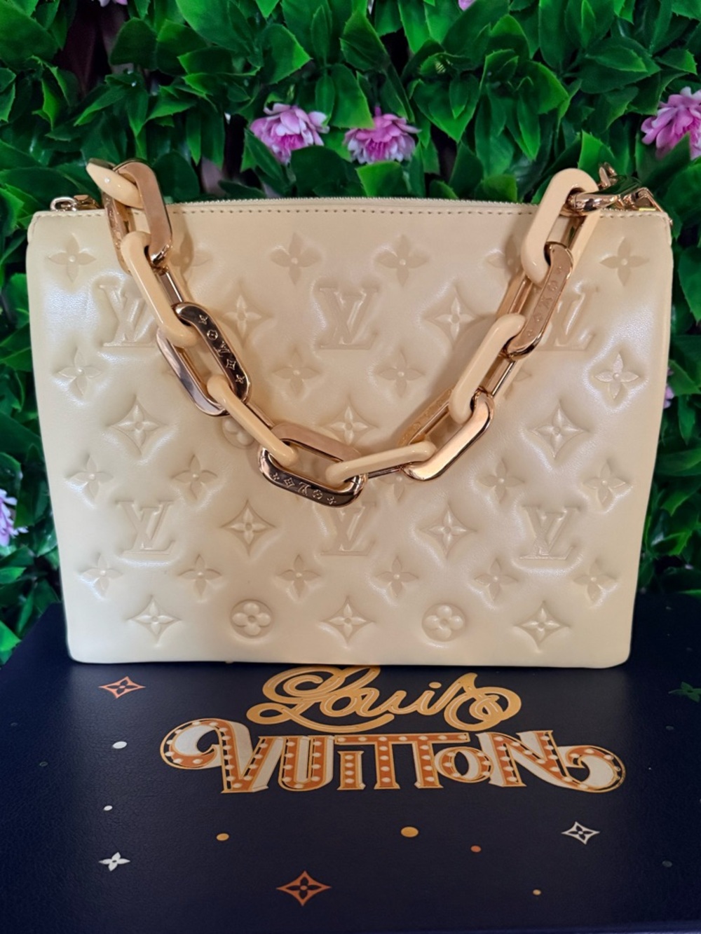 Louis Vuitton Pale Yellow Leather Monogram Coussin PM Crossbody shoulder Bag - Picture 15 of 17